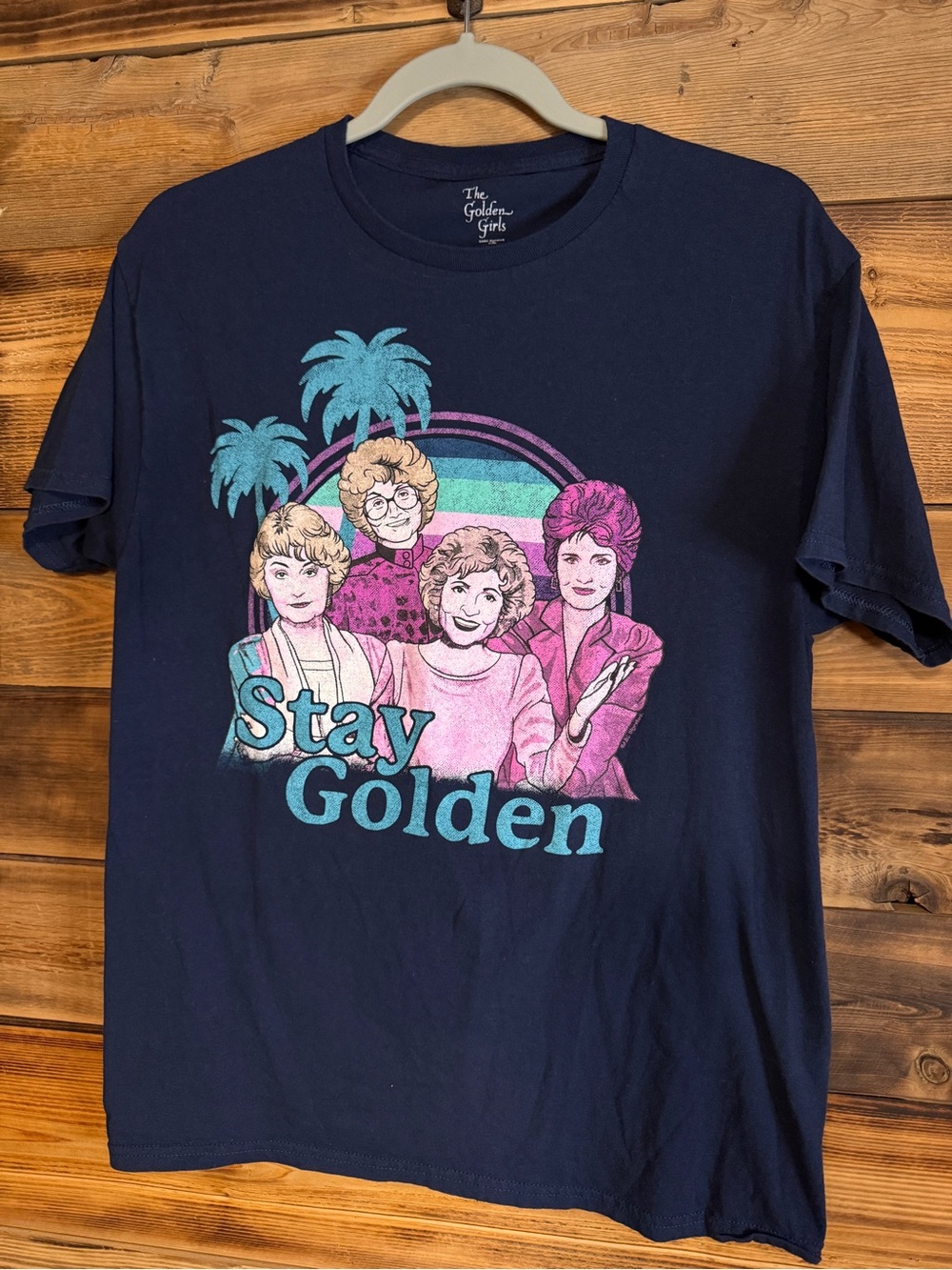 The Golden Girls ‘Stay Golden' Graphic Tee - Pink, Teal, Blue Size Medium